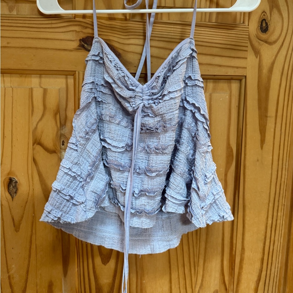 SHEIN Light Lavender Ruffle Cami with Front Tie